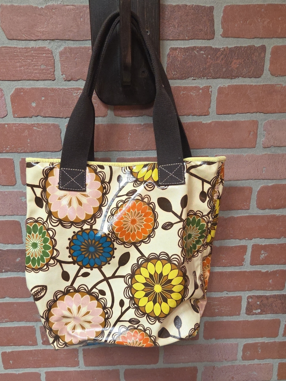Fossil Floral Canvas Tote Bag in Cream with Multicolor Blooms